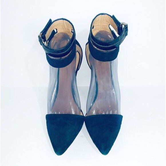 L.A.M.B. 9 Black Suede Stiletto Oxley Ankle Double Strap Pointed Toe $285 - Picture 2 of 6